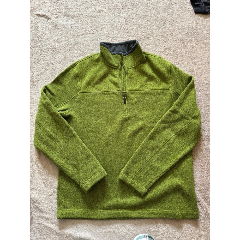 KOPPEN Men's 1/4 Zip Pullover Fleece Sweater Green Size Large